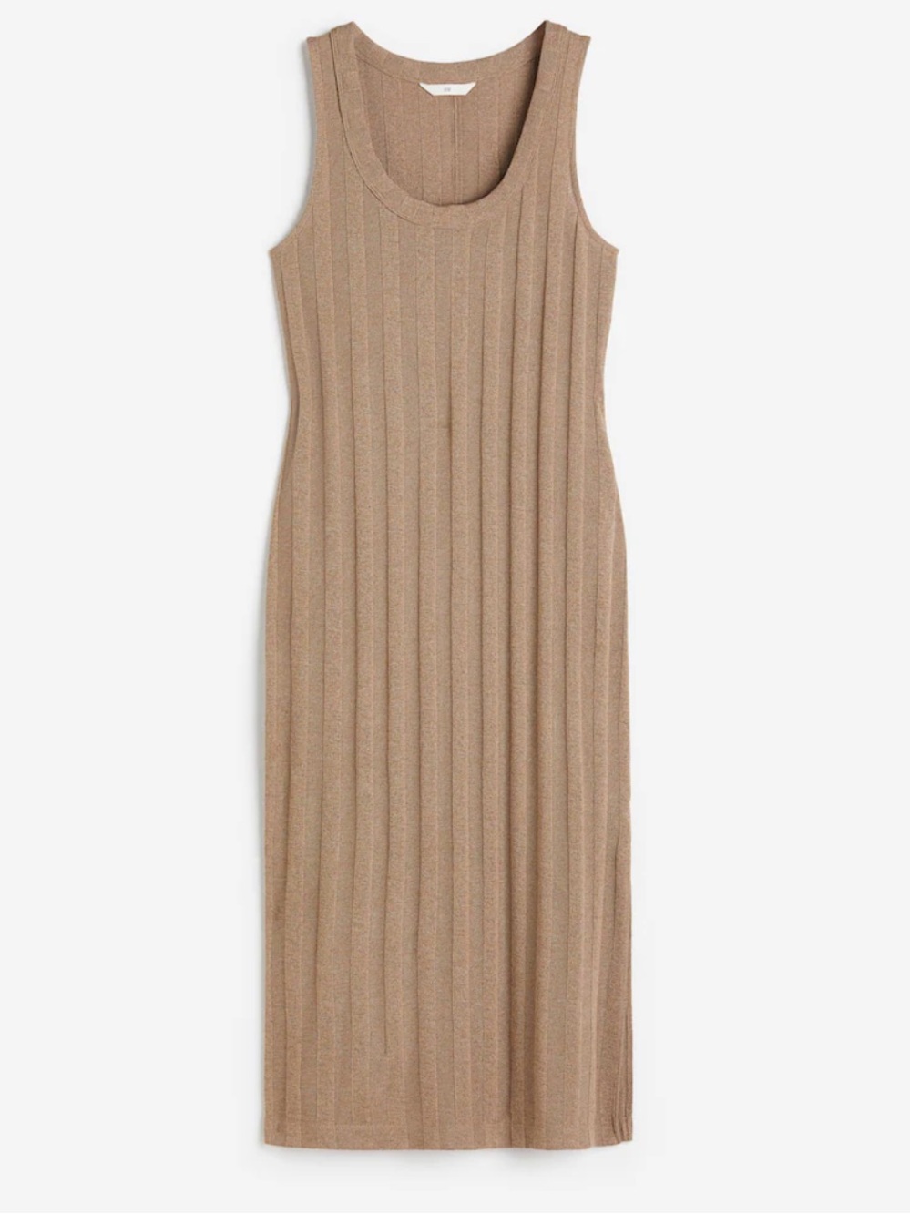 H&M Ribbed Sleeveless Maxi Dress - Taupe Beige